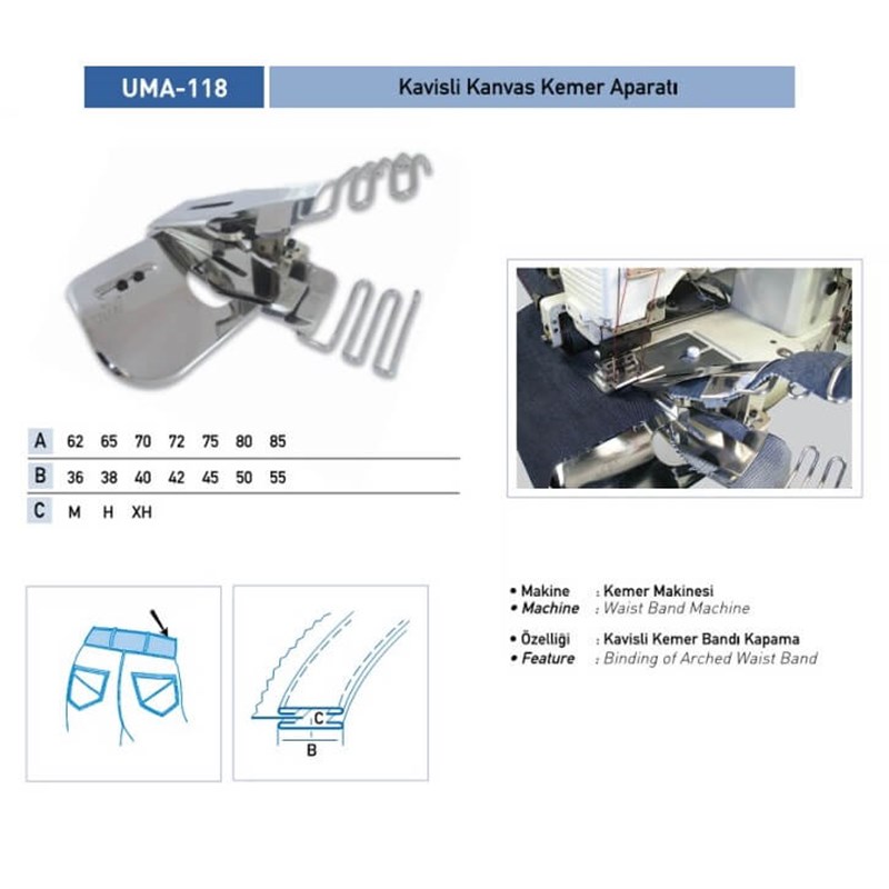 Kavisli Kemer Aparatı 62x36 XH / UMA-118