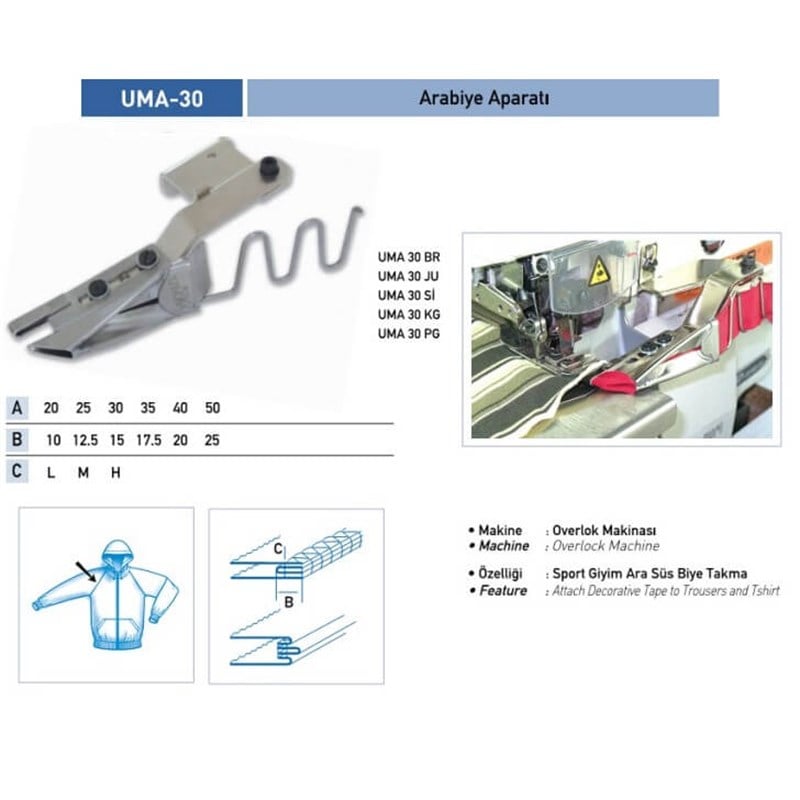 Overlok Arabiye Aparatı 55x27mm / UMA-30 görseli 1