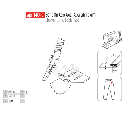 Şerit Ön Cep Ağzı Apara Set 25x12mm / APR 140-C görseli 2