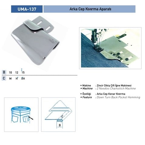 Arka Cep Kıvırma Aparatı 10mm / UMA-137 XH görseli 2