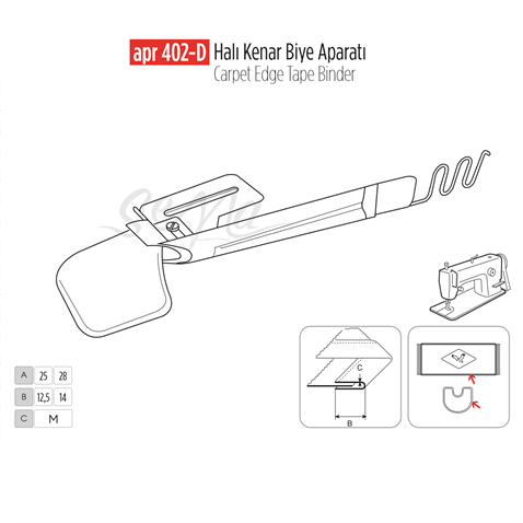 Halı Kenar Biye Aparat 28cm-14cm / APR 402-D görseli 2