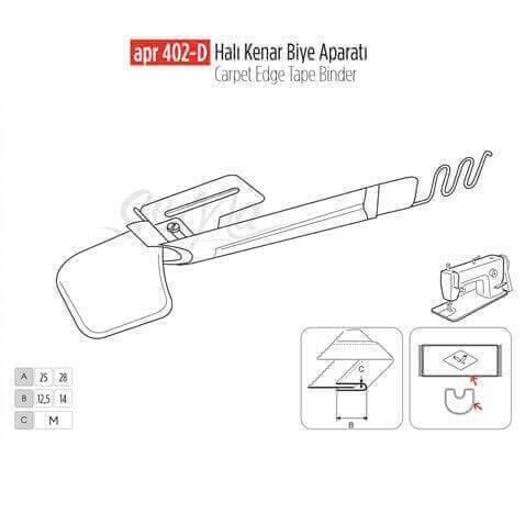 Halı Kenar Biye Aparat 28cm-14cm / APR 402-D görseli 3