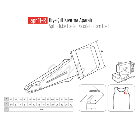Biye Çift Kıvırma Apara 22x5mm / APR 11-R görseli 2