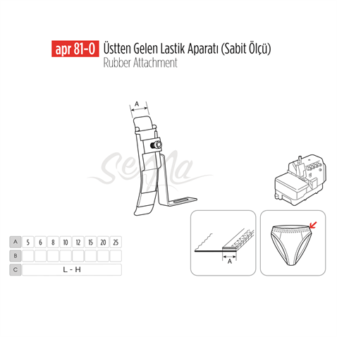 Üstten Gelen Sabit Lastik Apara 12mm / APR 81-0 görseli 2
