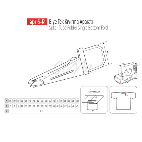 Biye Tek Kıvırma Apara 50x20mm / APR 6-R görseli 2
