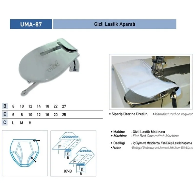 Gizli Lastik Tek Katlama Aparatı 6x8/ UMA-87