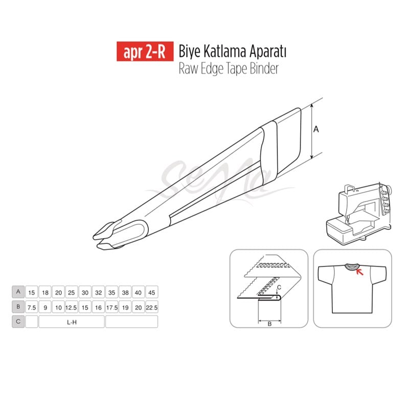 Lastik Biye Katlama Apara 16x8mm / APR 2-R görseli 1