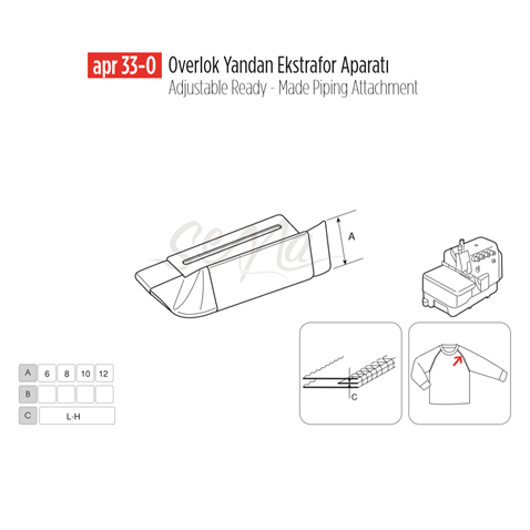 Overlok Yandan Ekstrafor Aparatı 20mm/ APR 33-O görseli 2