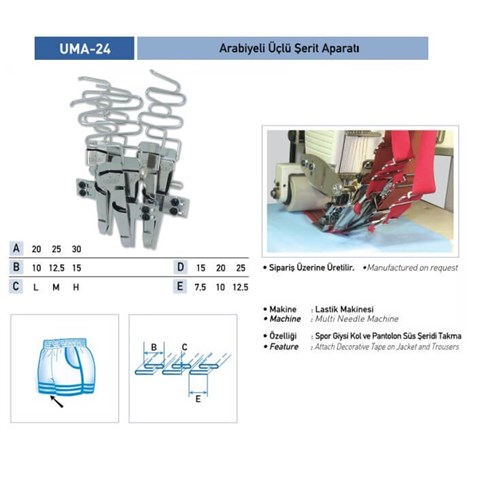 Arabiyeli Üçlü Şerit Aparatı 20x10mm / UMA-24 görseli 3