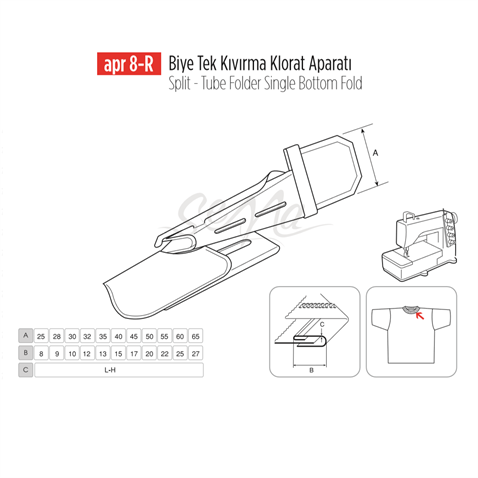 Biye Tek Kıvırma Klorat(Etek) Apara 60x25mm / APR 8-R görseli 2