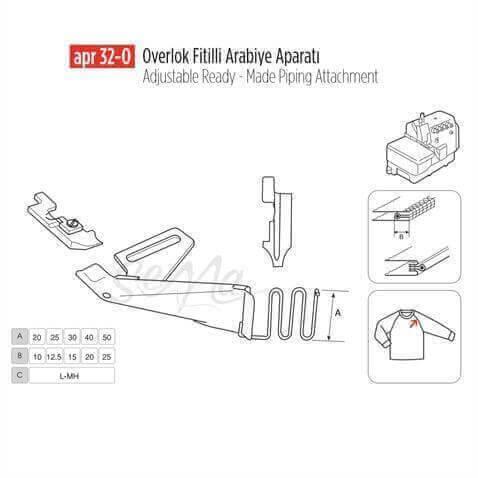 Overlok Fitilli Arabiye Apara 25x12mm / APR 32-O görseli 3