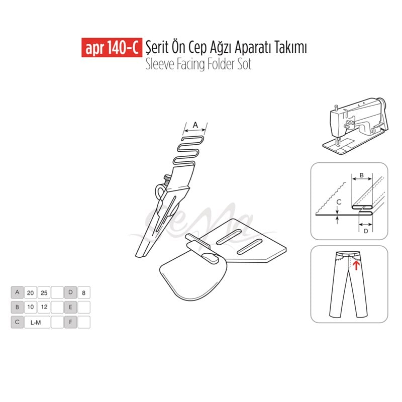 Şerit Ön Cep Ağzı Apara Set 20x10mm / APR 140-C görseli 1