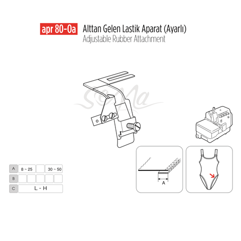 Alttan Gelen Lastik Apara Ayarlı 50mm/ APR80-0A görseli 2
