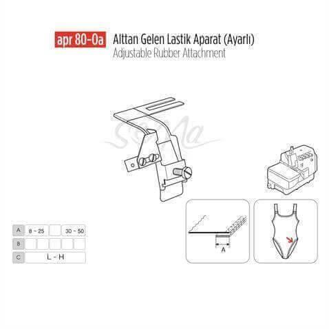 Alttan Gelen Lastik Apara Ayarlı 50mm/ APR80-0A görseli 3
