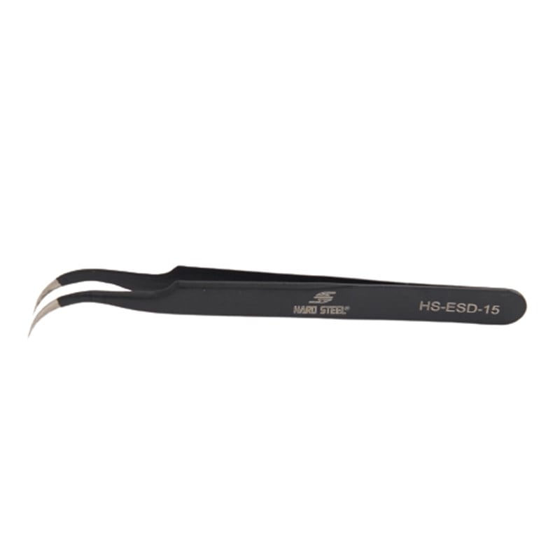 Antistatik Paslanmaz Çelik Eğri Uçlu 120mm Cımbız / HS-ESD-15