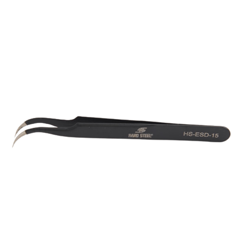 Antistatik Paslanmaz Çelik Eğri Uçlu 120mm Cımbız / HS-ESD-15 görseli 2