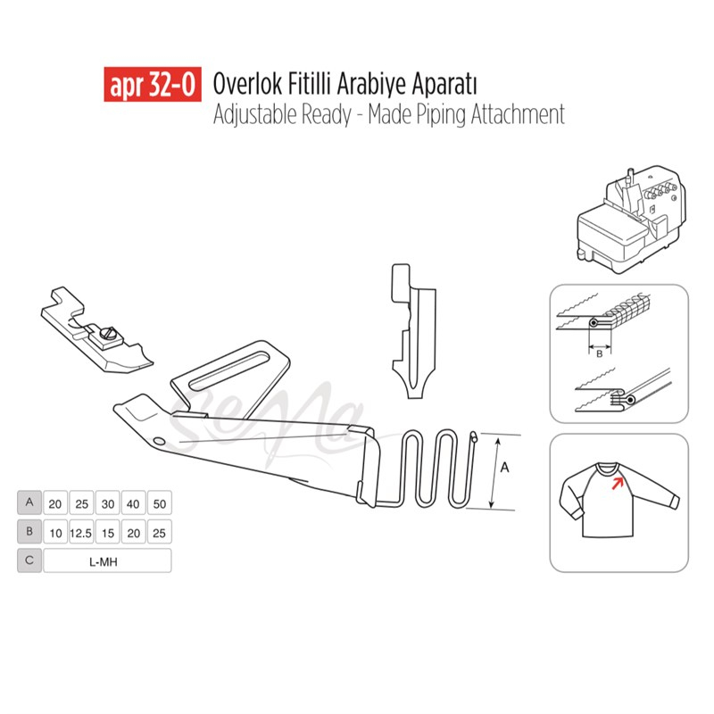 Overlok Fitilli Arabiye Apara 35x17,5mm / APR 32-O görseli 1