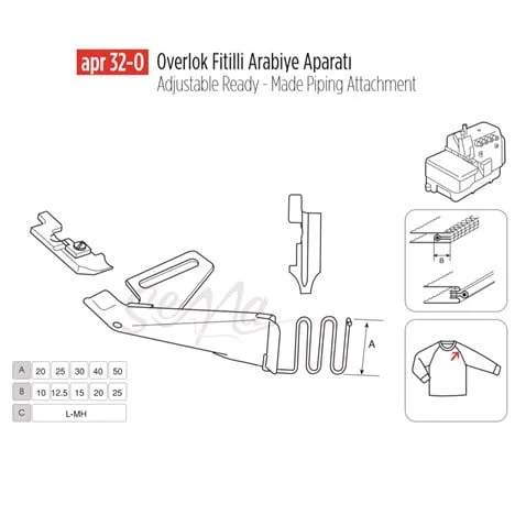 Overlok Fitilli Arabiye Apara 20x10mm / APR 32-O görseli 2