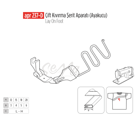 Çift Kıvırma Şerit Apara(Ayak Ucu)45x12mm/APR 237-D görseli 2