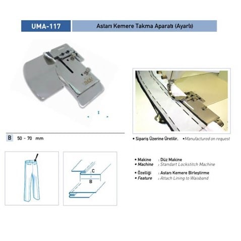Astarı Kemere Takma Aparatı (Ayarlı) / UMA-117 görseli 2