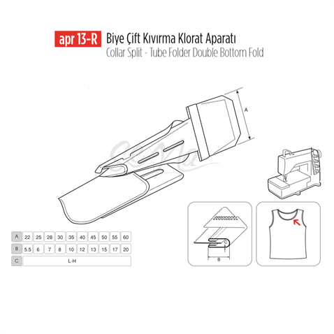 Biye Çift Kıvırma Klorat(Etek) Apara 35x10mm / APR 13-R görseli 2