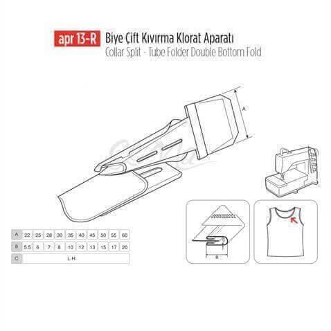 Biye Çift Kıvırma Klorat(Etek) Apara 35x10mm / APR 13-R görseli 3