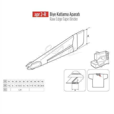 Lastik Biye Katlama Apara 30x15mm / APR 2-R görseli 3