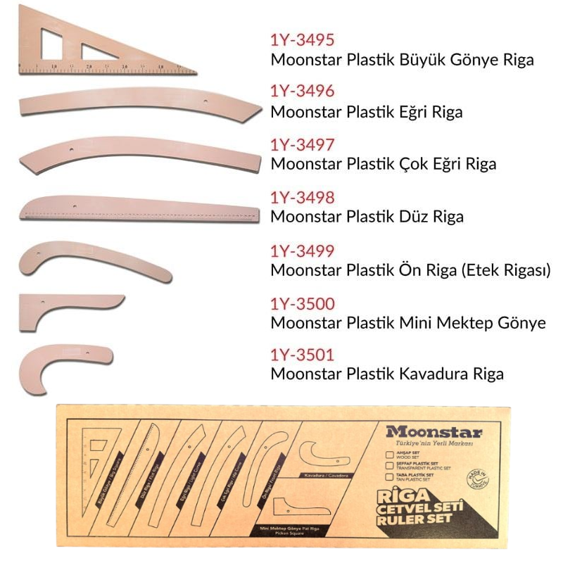 Taba Plastik Riga Cetvel Takım (7 Parça Kutulu)