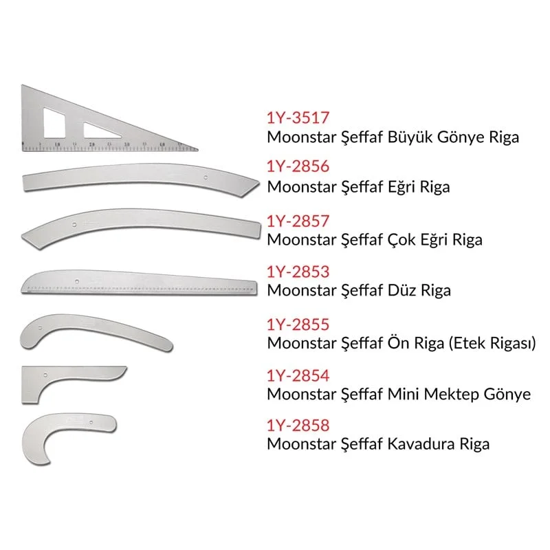 Şeffaf Plastik Riga Cetvel Takım (7 Parça)