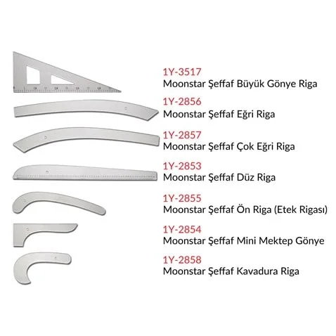 Şeffaf Plastik Riga Cetvel Takım (7 Parça) görseli 2