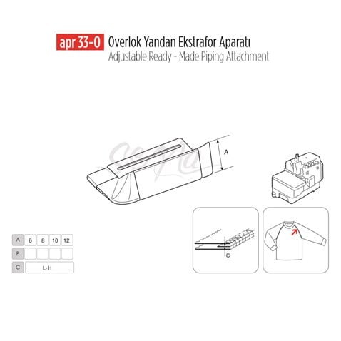 Overlok Yandan Ekstrafor Aparatı 10mm/ APR 33-O görseli 2
