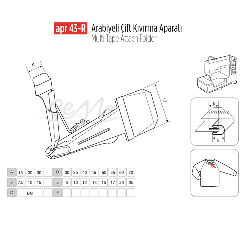 Arabiye Çift Kıvırma Apara 45x13mm / APR 43-R