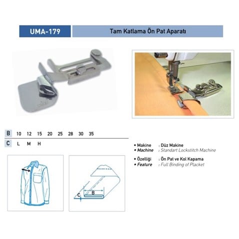 Tek Katlama Ön Pat Aparatı 20mm/ UMA-179 görseli 2
